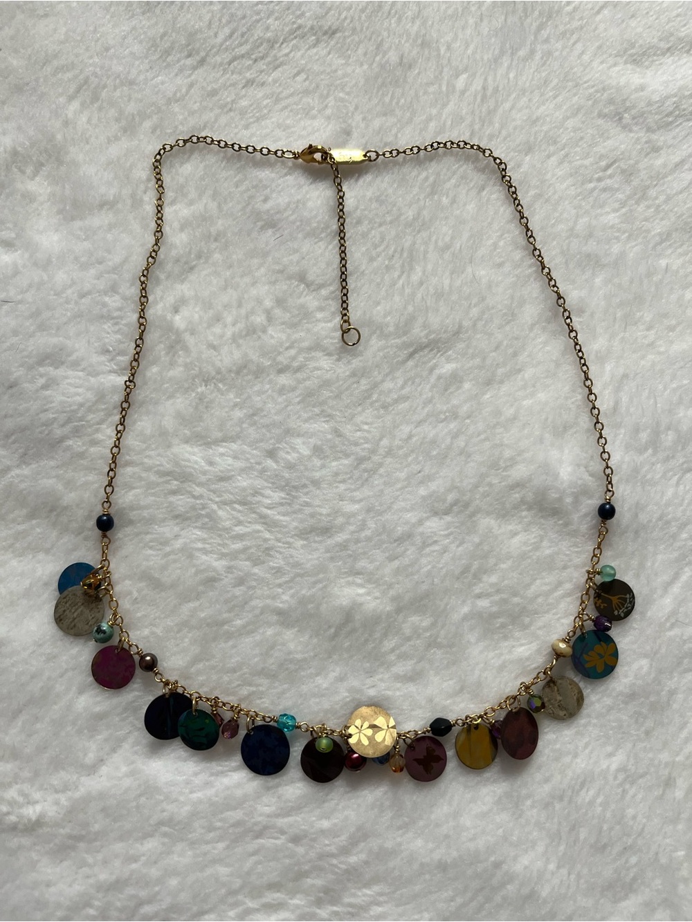 Holly Yashi Gold-Tone Multi-Color Disc Charm Necklace for Women